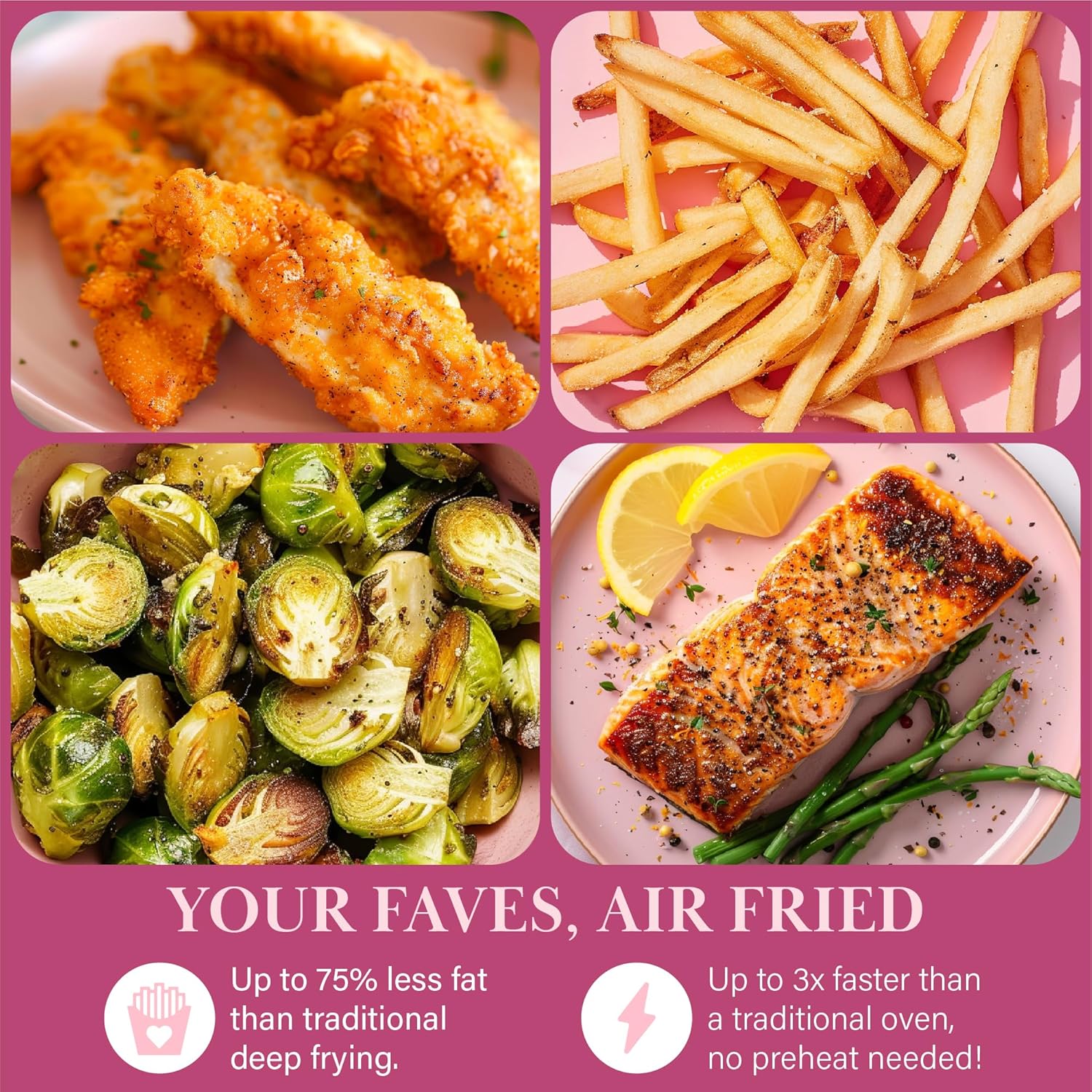 Click to see full view      3+  8 VIDEOS Paris Hilton Air Fryer, Large 6-Quart Capacity, Nonstick Made without PFAS, Touchscreen Display, 8-in-1 (Air Fry, Roast, Broil, Bake, Reheat, Keep Warm, Pizza, Dehydrate), Dishwasher Safe, White